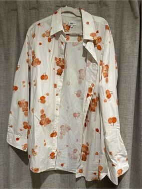 NEED White Dress Shirt with Orange Floral Print